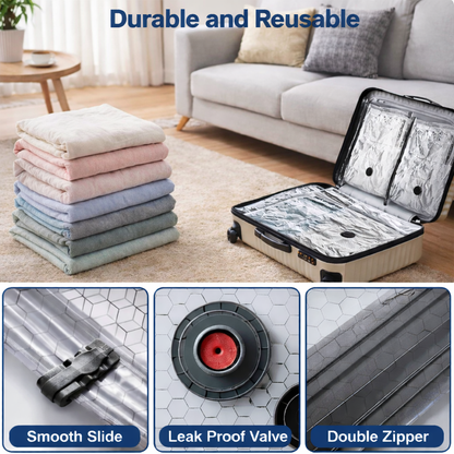 Cleanizoo™ Travel Vacuum Compression Kit – Pack 3x More with Cordless Pump (Bags Included)