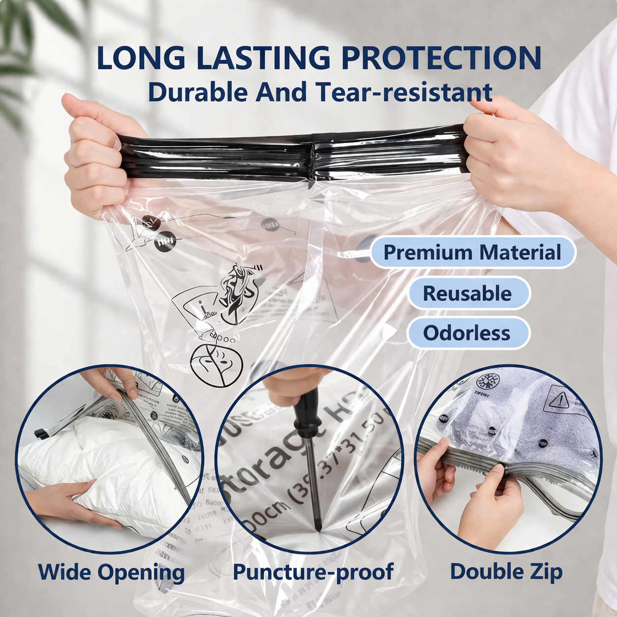 Cleanizoo™ Travel Vacuum Compression Kit – Pack 3x More with Cordless Pump (Bags Included)