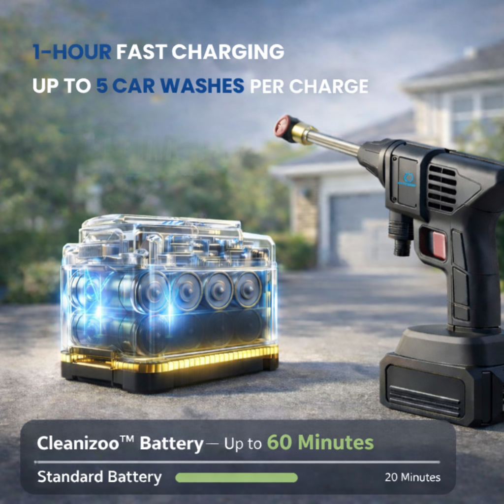 Cleanizoo™ Cordless Pressure Washer – Portable High Power Car & Garden Cleaner